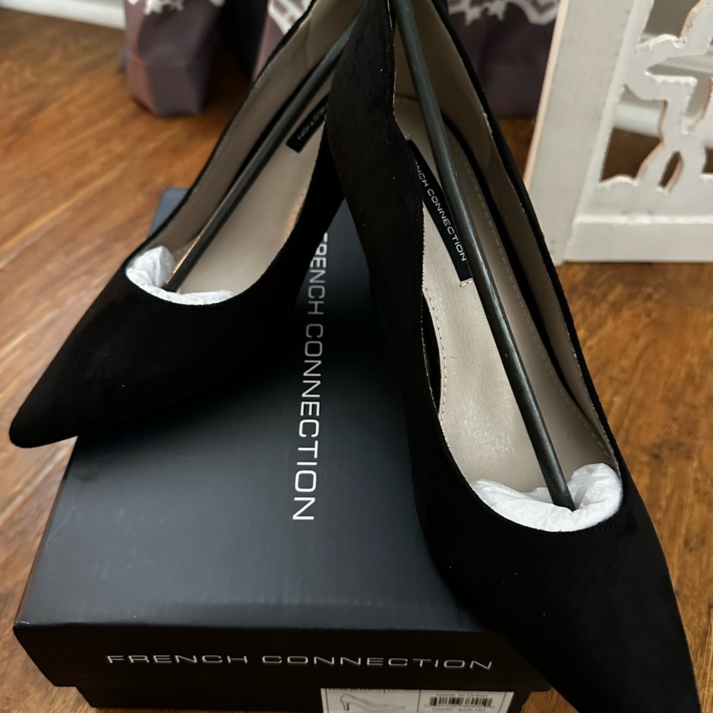 French Connection Black Suede Heels Timeless Design